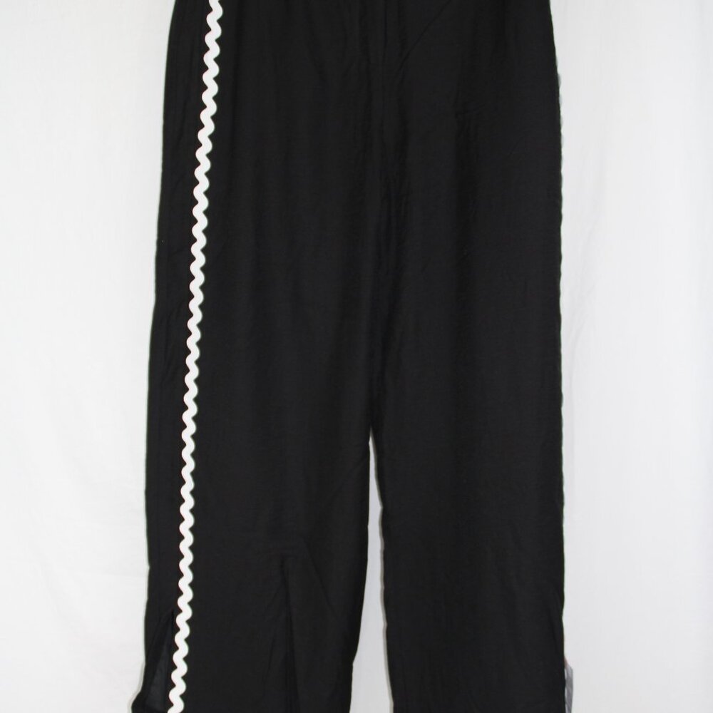 ASOS DESIGN Women's Black High Waist White Seam Detail Wide Leg Pants Sz 12 NWT